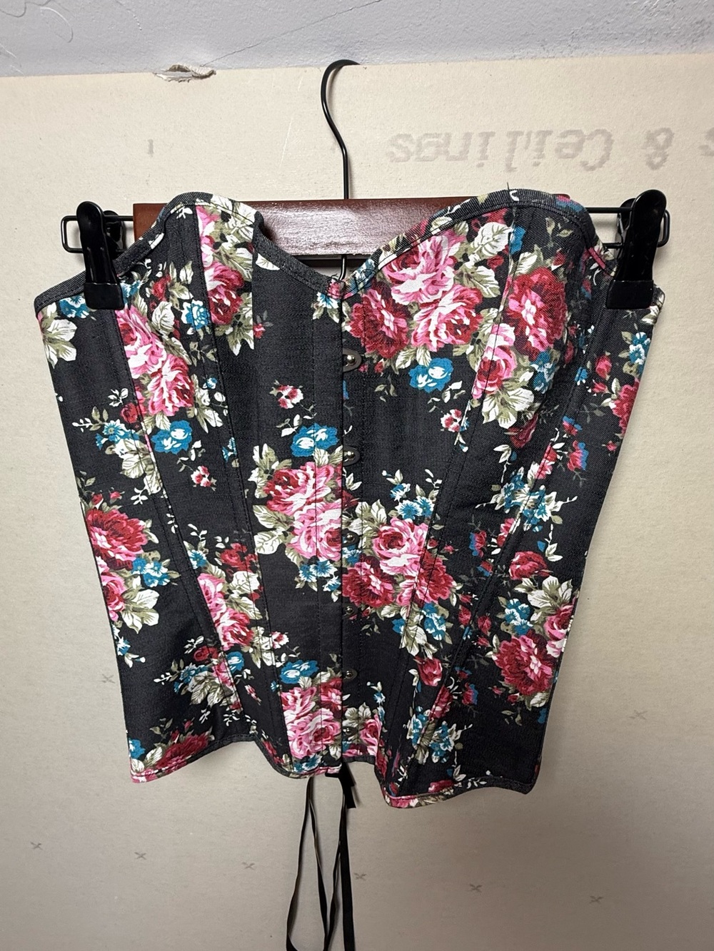 Black Floral Bustier Corset Top